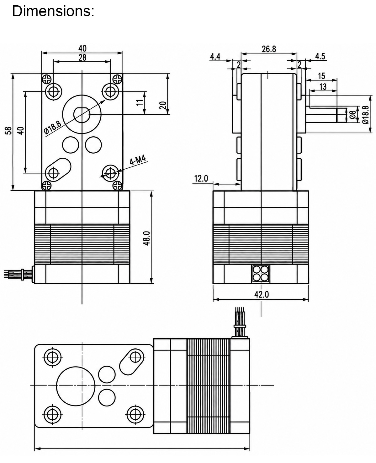 NEMA 17 Worm Gearbox Speed Reducer Ratios 17:1, 30:1, 50:1, 75:1, 85:1,100:1, 290:1, 500:1